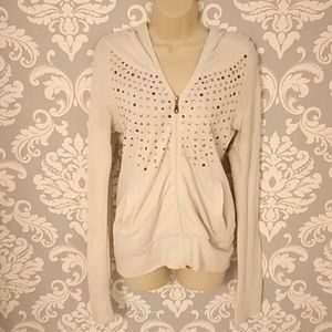 Studded, White, Long-Sleeved T